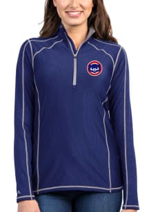 Antigua Chicago Cubs Womens Blue Tempo Qtr Zip Pullover