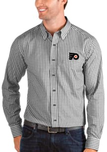 Antigua Philadelphia Flyers Mens Black Structure Long Sleeve Dress Shirt