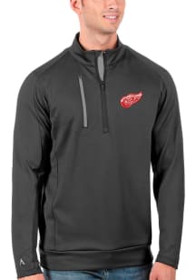 Antigua Detroit Red Wings Mens Black Generation Long Sleeve Qtr Zip Pullover