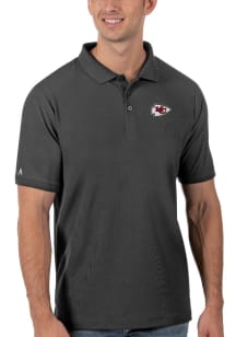 Antigua Kansas City Chiefs Mens Black Legacy Pique Short Sleeve Polo