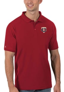 Antigua Minnesota Twins Mens Red Legacy Pique Short Sleeve Polo