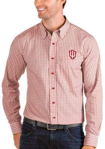 Antigua Indiana Hoosiers Mens Crimson Structure Long Sleeve Dress Shirt