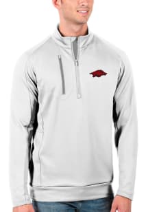 Antigua Arkansas Razorbacks Mens White Generation Long Sleeve Qtr Zip Pullover