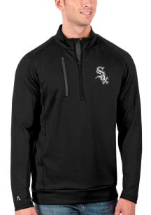 Antigua Chicago White Sox Mens Black Generation Long Sleeve Qtr Zip Pullover
