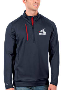 Antigua Chicago White Sox Mens Navy Blue Generation Long Sleeve Qtr Zip Pullover