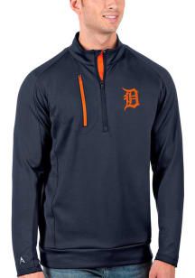 Antigua Detroit Tigers Mens Orange Generation Long Sleeve Qtr Zip Pullover