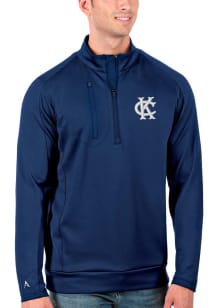 Antigua Kansas City Athletics Mens Blue Generation Long Sleeve Qtr Zip Pullover