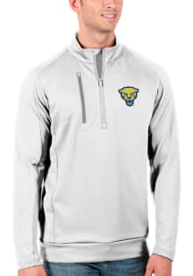 Antigua Pitt Panthers Mens White Generation Mascot Long Sleeve Qtr Zip Pullover
