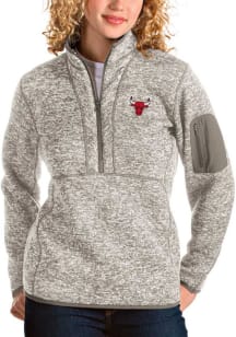 Antigua Chicago Bulls Womens Oatmeal Fortune Qtr Zip