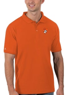 Antigua Oklahoma State Cowboys Mens Orange Legacy Pique Short Sleeve Polo