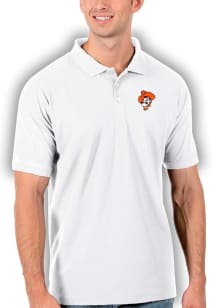 Antigua Oklahoma State Cowboys Mens White Legacy Pique Short Sleeve Polo