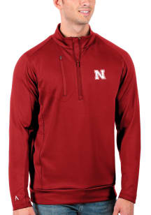 Antigua Nebraska Cornhuskers Mens Red Generation Design Long Sleeve Qtr Zip Pullover
