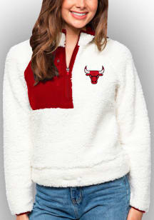 Antigua Chicago Bulls Womens White Fusion Qtr Zip