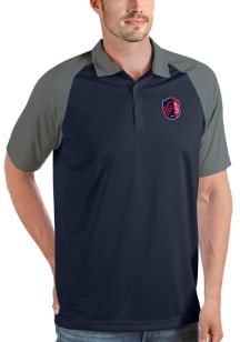 Antigua St Louis City SC Mens Navy Blue Nova Polo Short Sleeve Polo