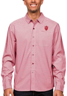 Antigua Indiana Hoosiers Mens Red Stellar Long Sleeve Dress Shirt