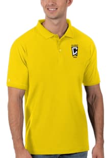 Antigua Columbus Crew Mens Yellow Legacy Pique Short Sleeve Polo