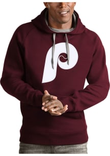 Antigua Philadelphia Phillies Mens Maroon Victory Pullover Hood Long Sleeve Hoodie
