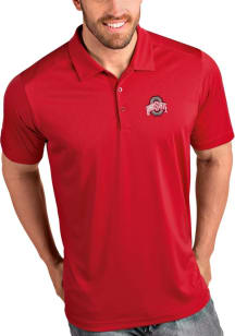 Antigua Ohio State Buckeyes Mens Red Tribute Short Sleeve Polo