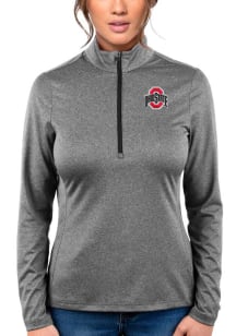 Antigua Ohio State Buckeyes Womens Black Heather Rally 2 Qtr Zip Pullover