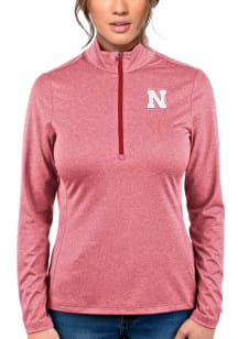 Antigua Nebraska Cornhuskers Womens Red Heather Rally 2 Qtr Zip Pullover