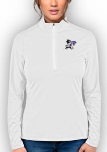 Antigua K-State Wildcats Womens White Heather Rally 2 Qtr Zip Pullover