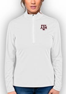 Antigua Texas A&M Aggies Womens White Heather Rally 2 Qtr Zip Pullover