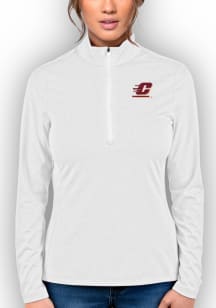 Antigua Central Michigan Chippewas Womens White Heather Rally 2 Qtr Zip Pullover