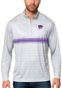 Antigua K-State Wildcats Mens Grey Bullseye Long Sleeve Qtr Zip Pullover