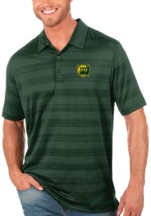 Antigua Baylor Bears Mens Green Compass Tonal Stripe Short Sleeve Polo
