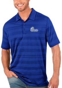 Antigua Drake Bulldogs Mens Blue Compass Tonal Stripe Short Sleeve Polo