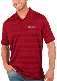 Antigua Ferris State Bulldogs Mens Red Compass Tonal Stripe Short Sleeve Polo