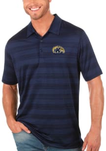 Antigua Kent State Golden Flashes Mens Navy Blue Compass Tonal Stripe Short Sleeve Polo