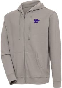 Antigua K-State Wildcats Mens Oatmeal Rake Bunker Long Sleeve Full Zip Jacket