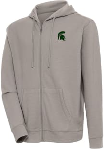 Antigua Michigan State Spartans Mens Oatmeal Rake Bunker Long Sleeve Full Zip Jacket