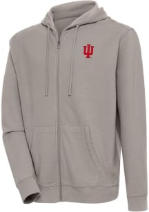 Antigua Indiana Hoosiers Mens Oatmeal Rake Bunker Long Sleeve Full Zip Jacket