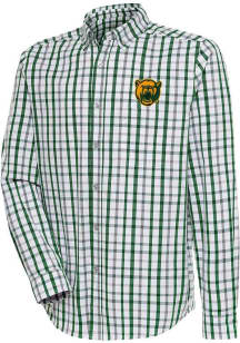Antigua Baylor Bears Mens Green Tending Plaid Long Sleeve Dress Shirt