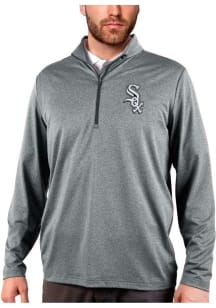 Antigua Chicago White Sox Mens Charcoal Rally 2.0 Long Sleeve Qtr Zip Pullover