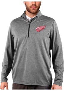 Antigua Detroit Red Wings Mens Black Rally 2.0 Long Sleeve Qtr Zip Pullover