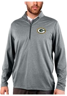 Antigua Green Bay Packers Mens Charcoal Rally 2.0 Long Sleeve Qtr Zip Pullover