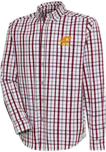 Antigua Central Michigan Chippewas Mens Maroon Tending Plaid Long Sleeve Dress Shirt