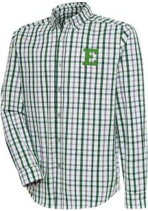 Antigua Eastern Michigan Eagles Mens Green Tending Plaid Long Sleeve Dress Shirt