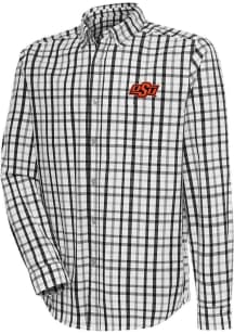 Antigua Oklahoma State Cowboys Mens Black Tending Plaid Long Sleeve Dress Shirt