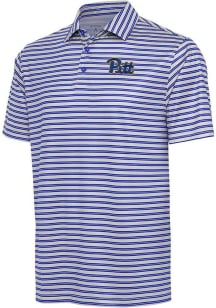 Antigua Pitt Panthers Mens Blue Turn Stripe Short Sleeve Polo