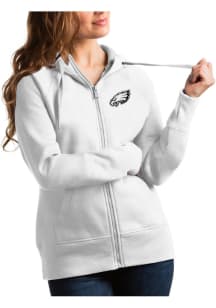 Antigua Philadelphia Eagles Womens White Victory Full Zip Hood Long Sleeve Full Zip Jacket