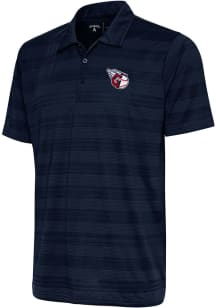 Antigua Cleveland Guardians Mens Navy Blue Compass Tonal Stripe Short Sleeve Polo
