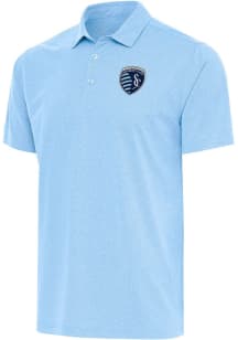 Antigua Sporting Kansas City Mens Light Blue SCORE Short Sleeve Polo