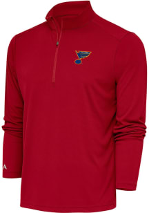 Antigua St Louis Blues Mens Red Tribute Long Sleeve Qtr Zip Pullover
