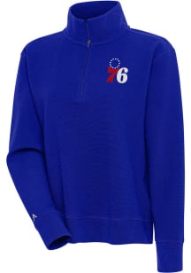 Antigua Philadelphia 76ers Womens Blue Portal Qtr Zip