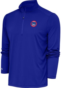 Antigua Chicago Cubs Mens Blue Tribute Long Sleeve Qtr Zip Pullover