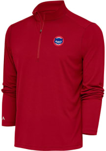 Antigua Chicago Cubs Mens Red Tribute Long Sleeve Qtr Zip Pullover